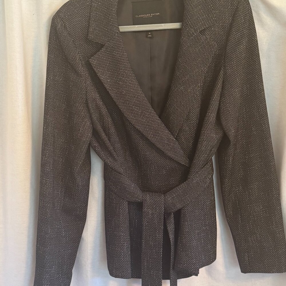 Classiques Entier Atelier Wool blend Lined Tailored Tied Blazer Jacket, Size 14